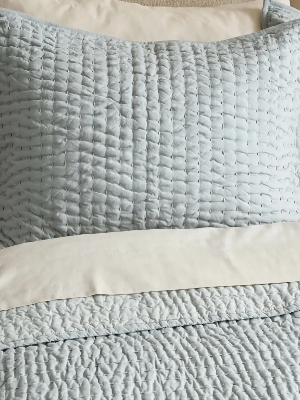 Quince Linen and Cotton Euro Pillow Sham Set in Mist - Retail $70